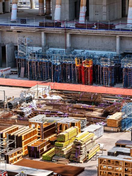 Construction works on the Mediterranean sea coast in Monaco